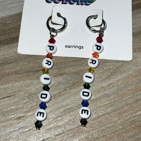 Pride Letter Bead Earring Words Pendant Drop Earrings Ladies Ear Dangle - Picture 2 of 6